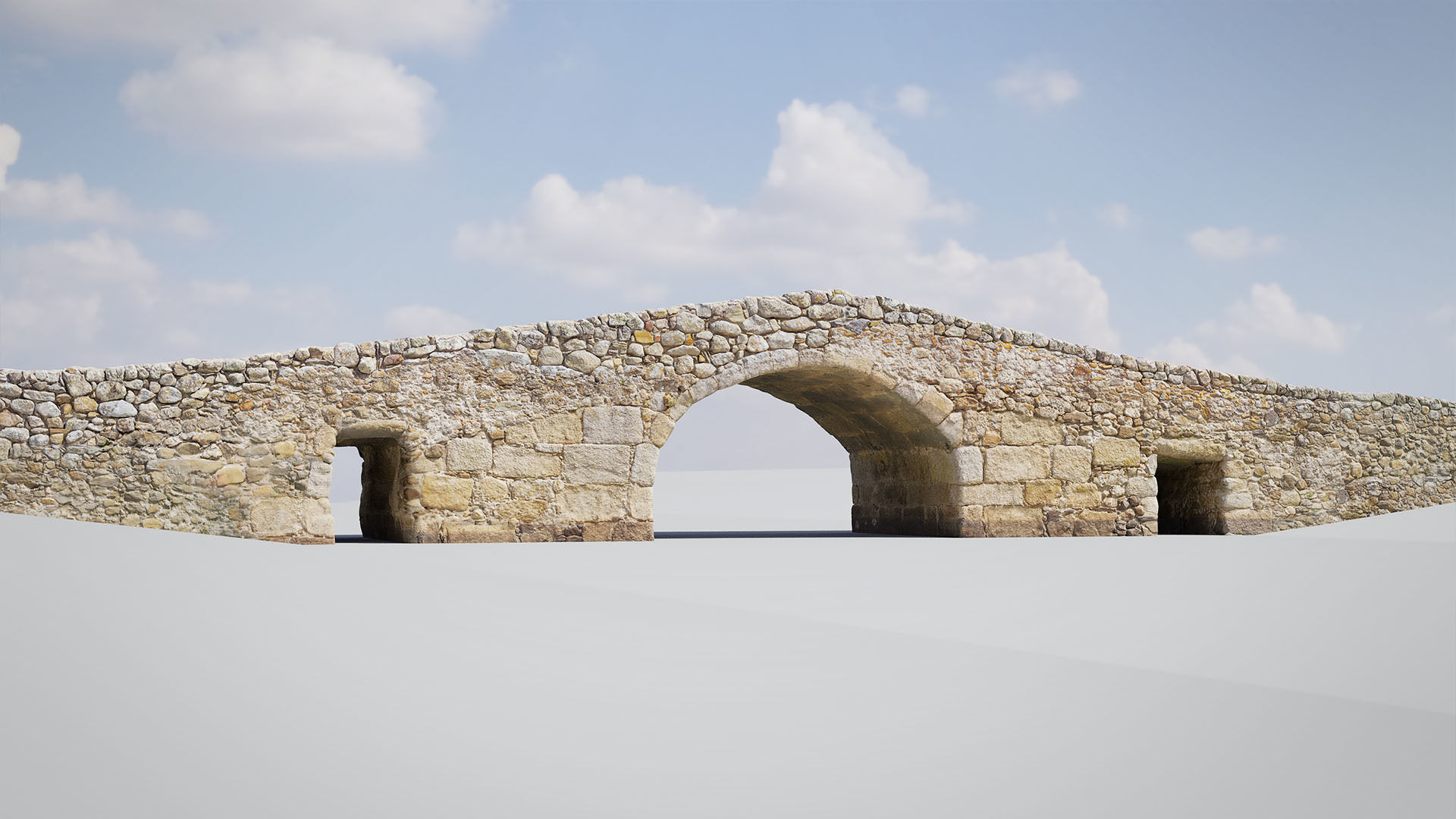 Old Medieval Stone Bridge Low-poly 3D model_2