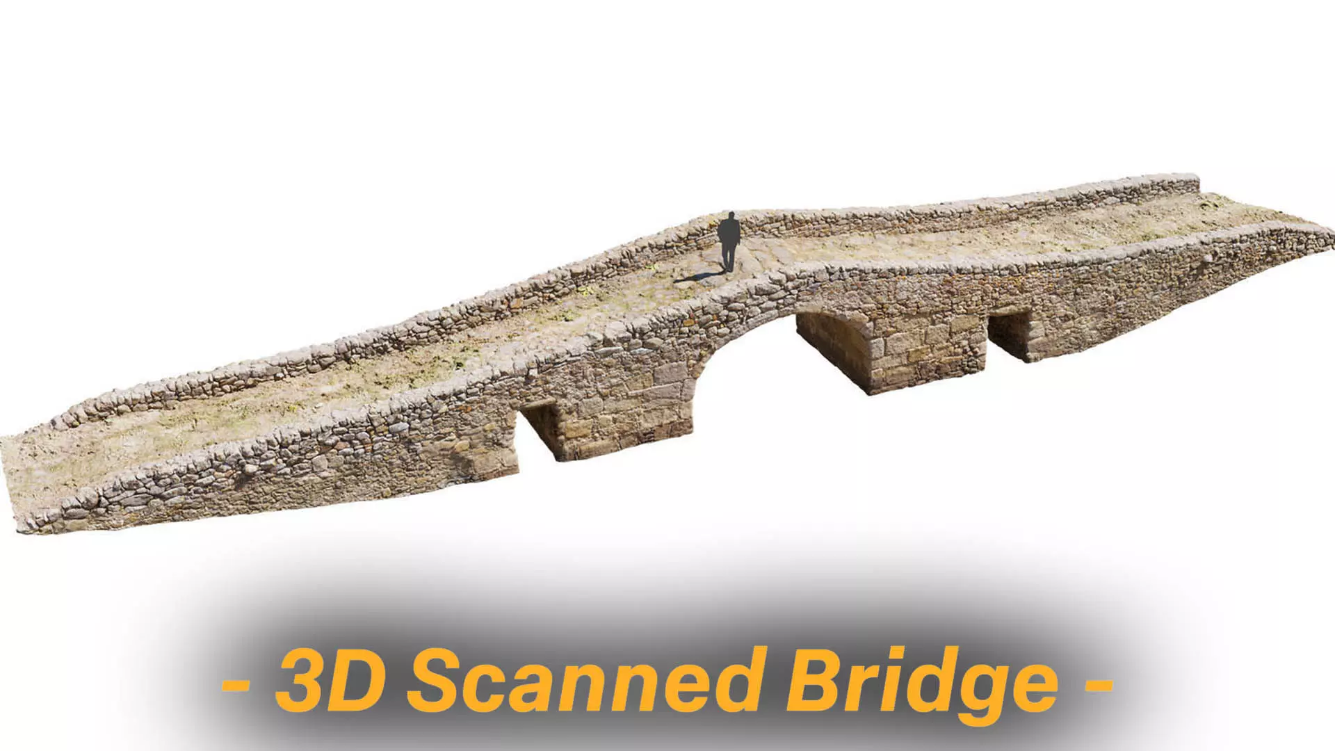 Old Medieval Stone Bridge Low-poly 3D model_0