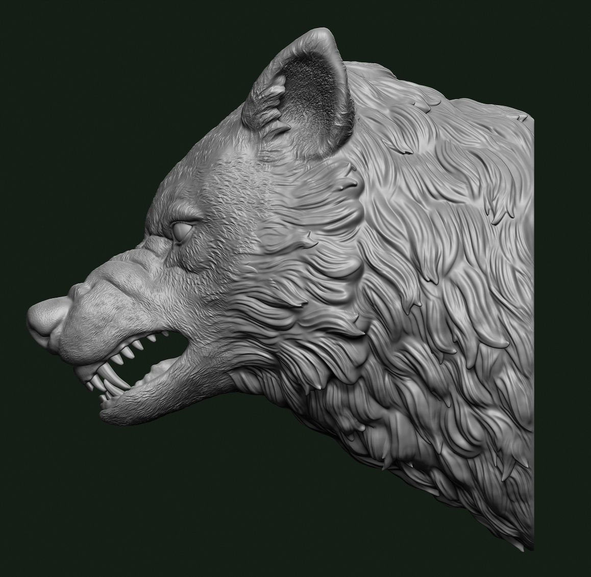 Wolf head 3D print model_5