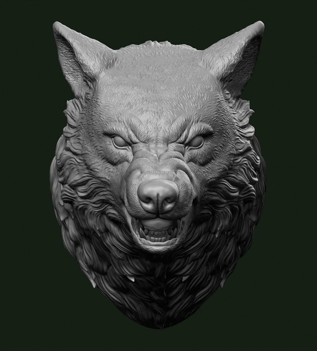 Wolf head 3D print model_6