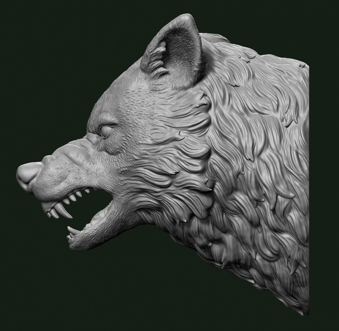 Wolf head 3D print model_2