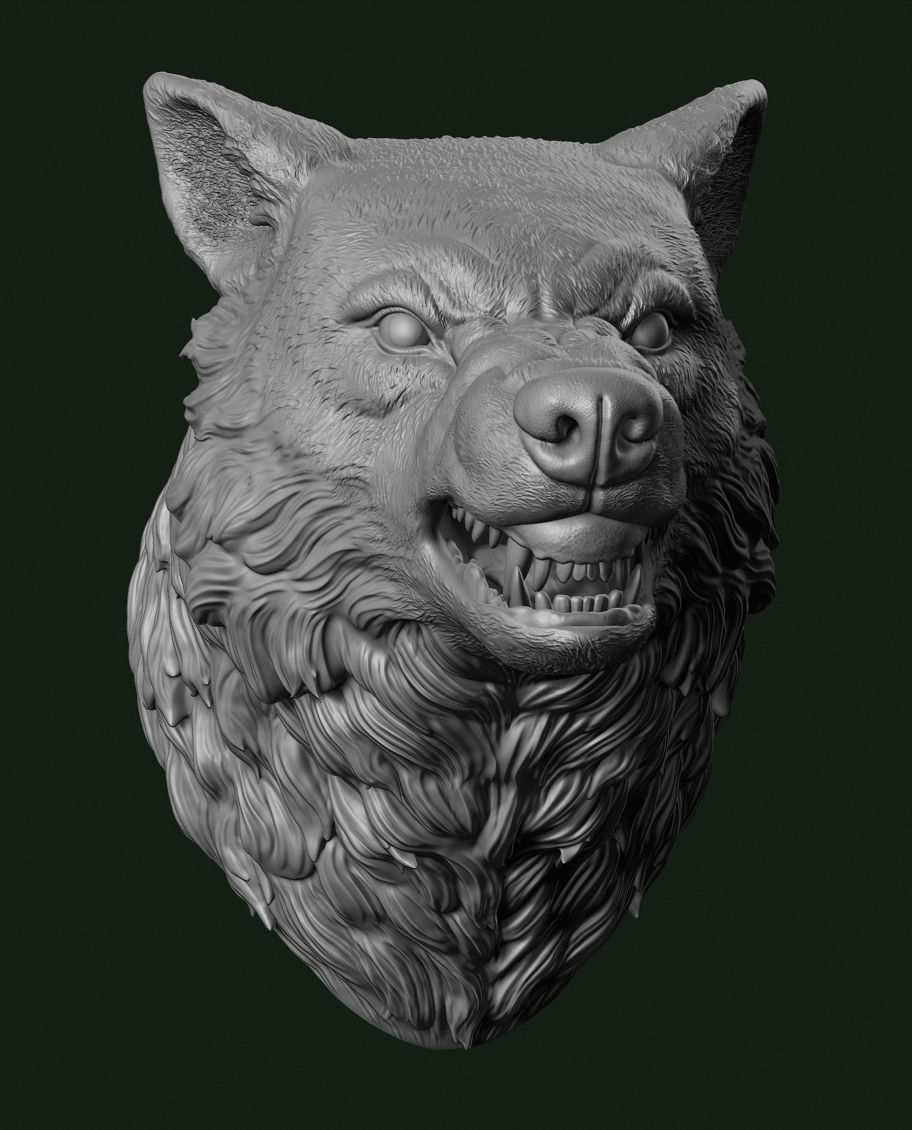 Wolf head 3D print model_7