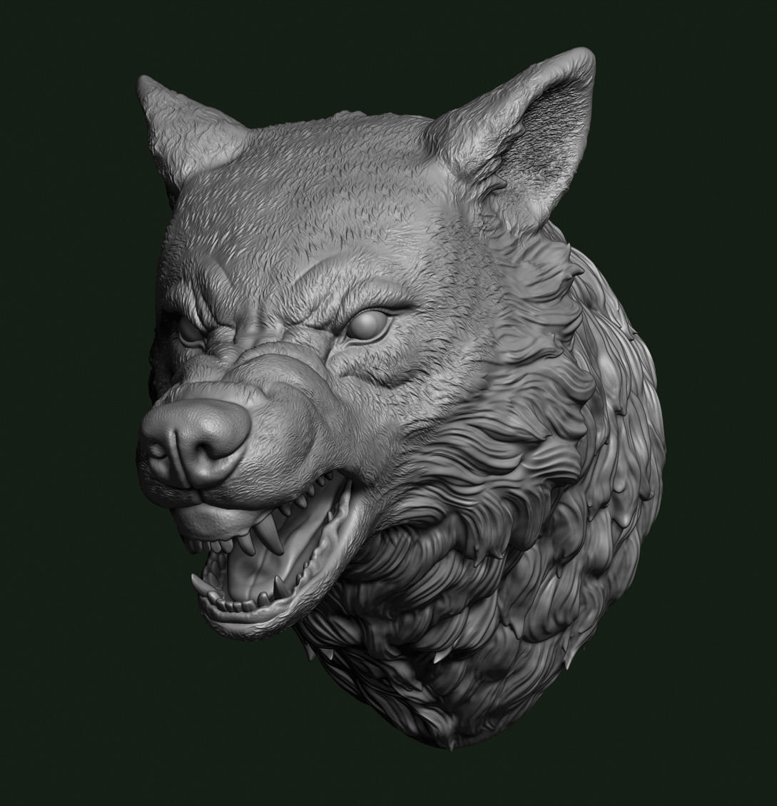 Wolf head 3D print model_1