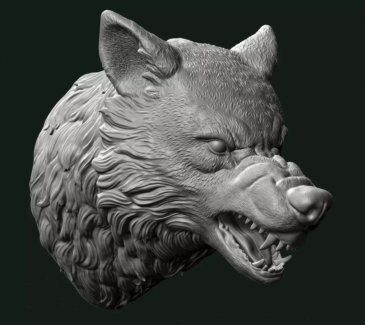 Wolf head 3D print model_0