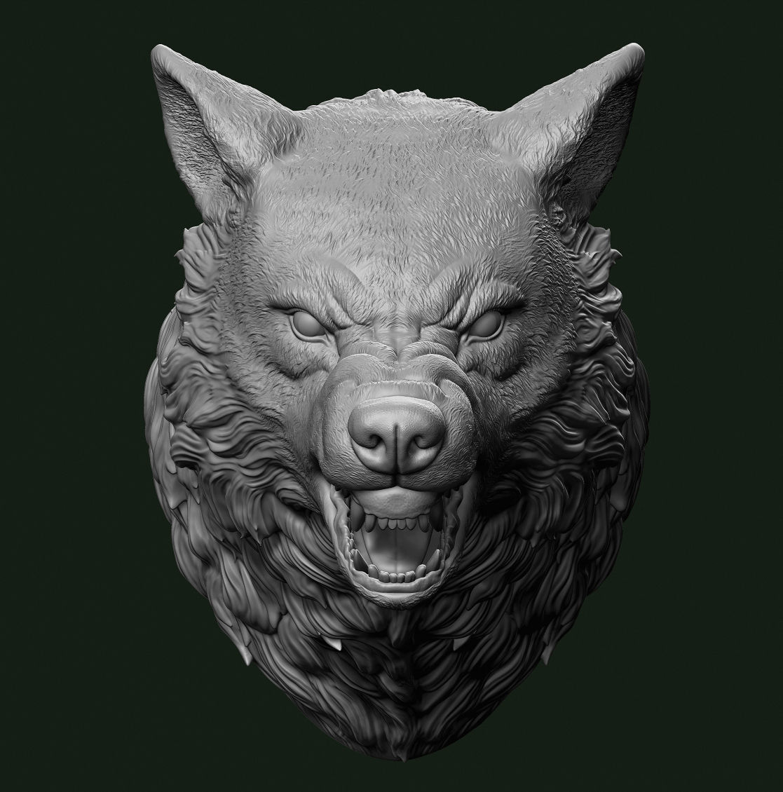 Wolf head 3D print model_3