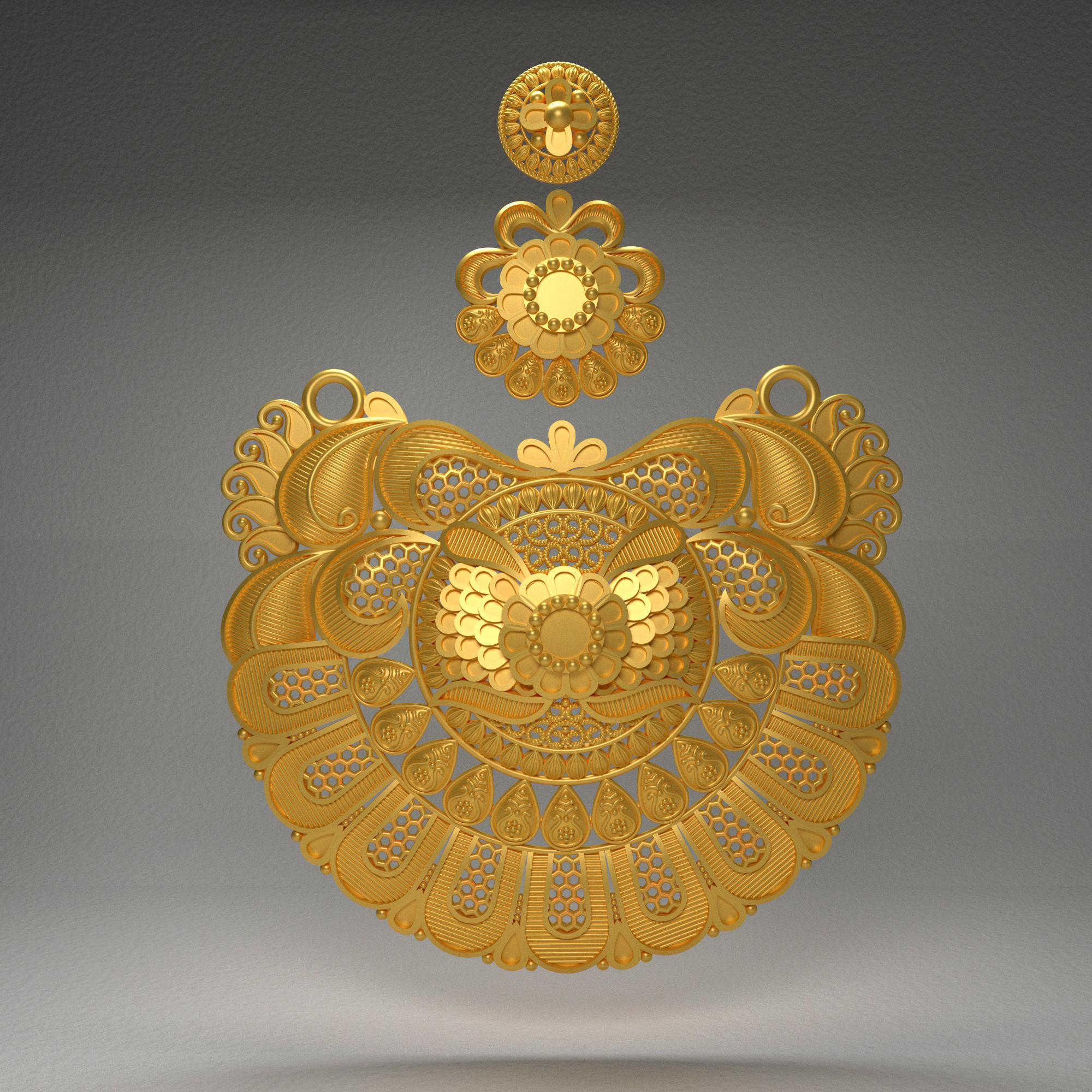 Pendent ornately carved wooden pendant 3D print model_9