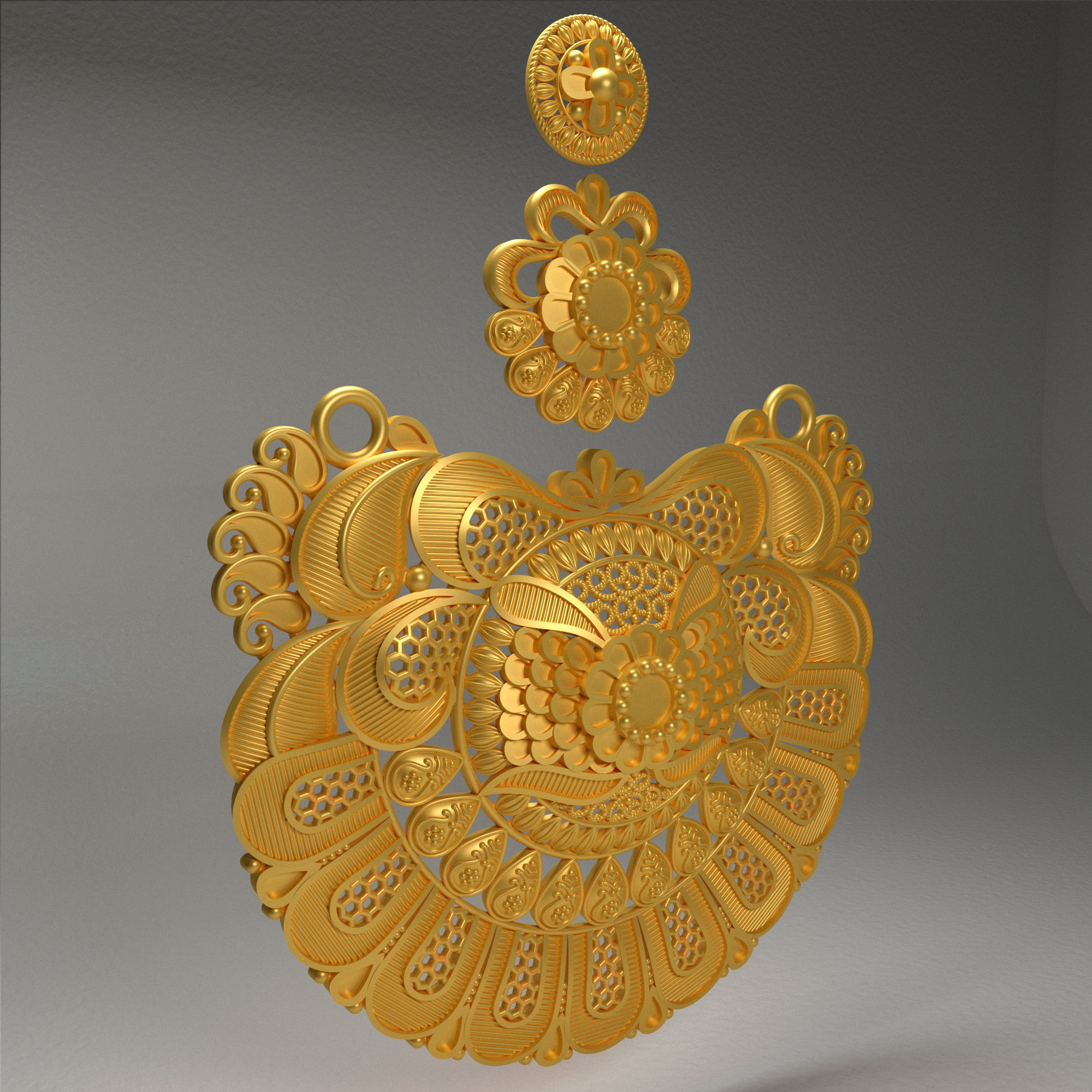 Pendent ornately carved wooden pendant 3D print model_10