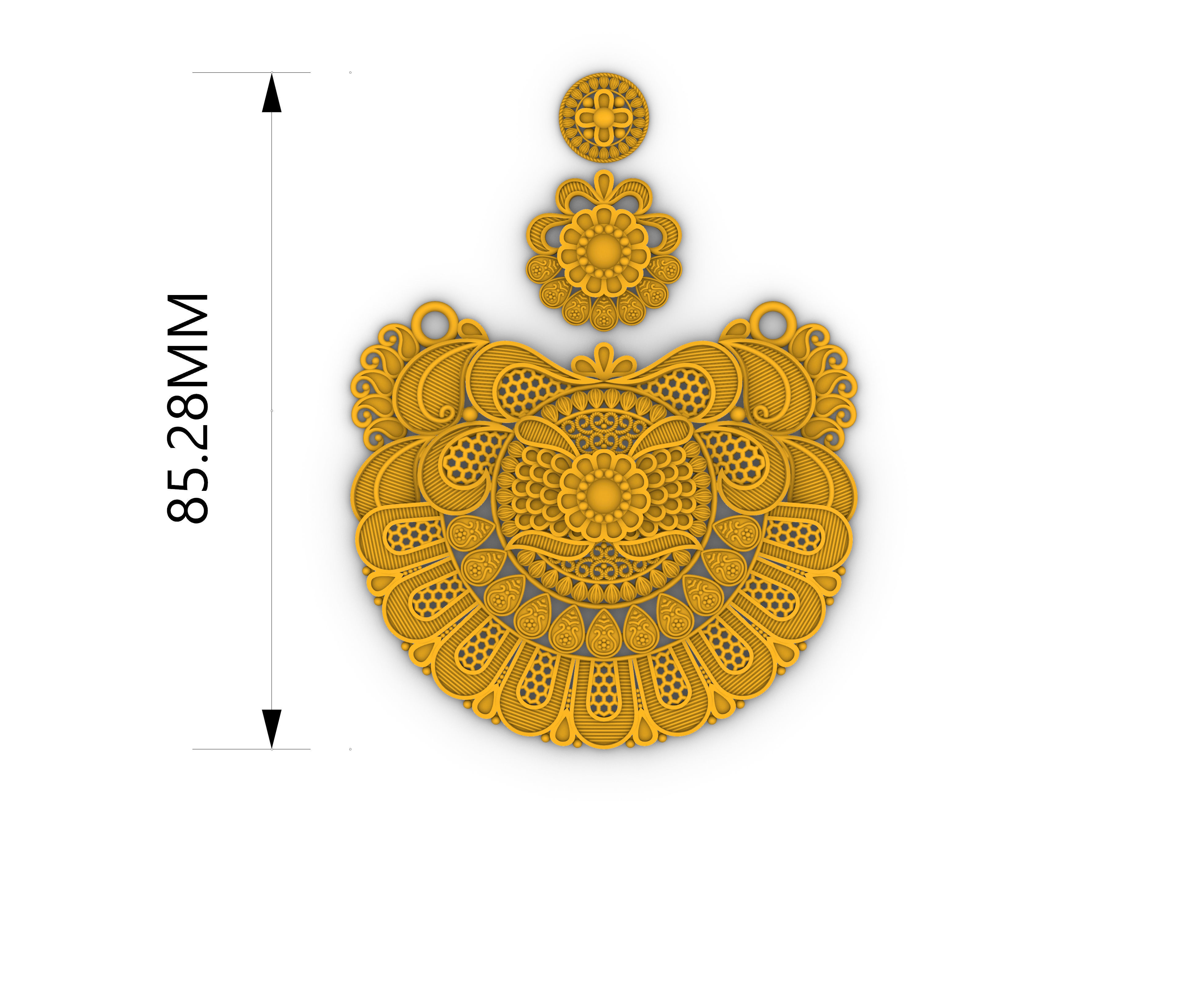 Pendent ornately carved wooden pendant 3D print model_11