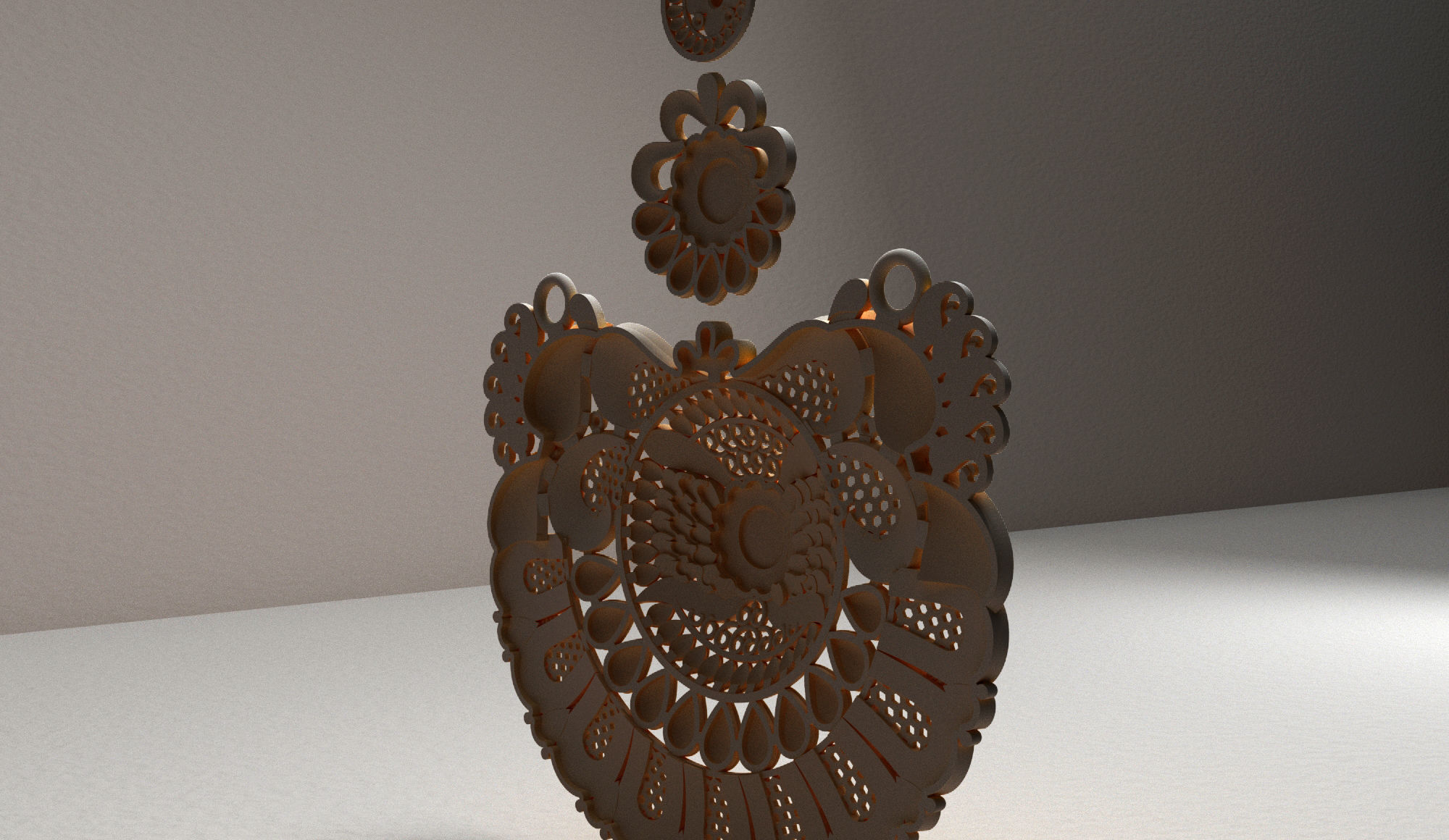 Pendent ornately carved wooden pendant 3D print model_8