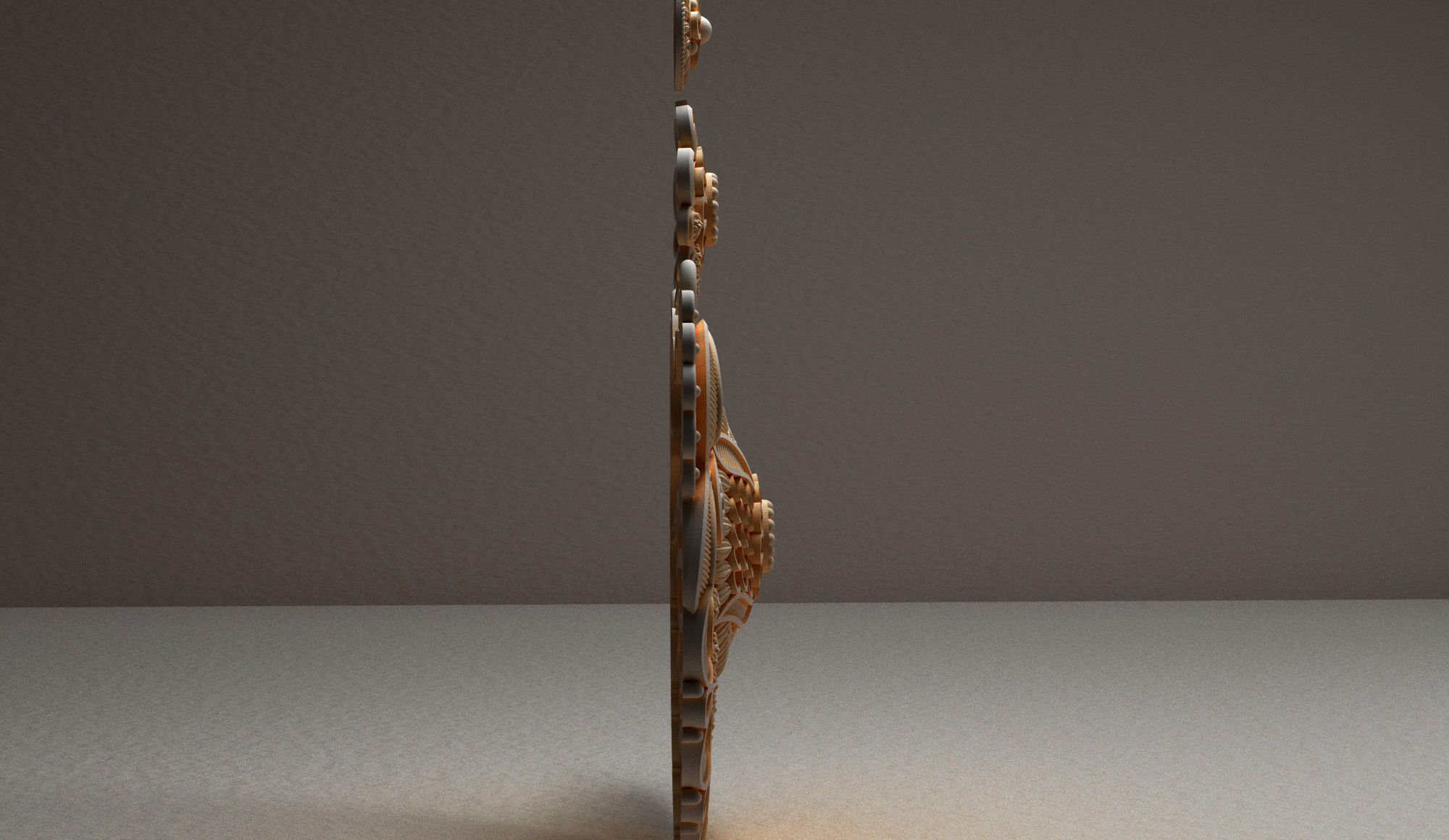 Pendent ornately carved wooden pendant 3D print model_7