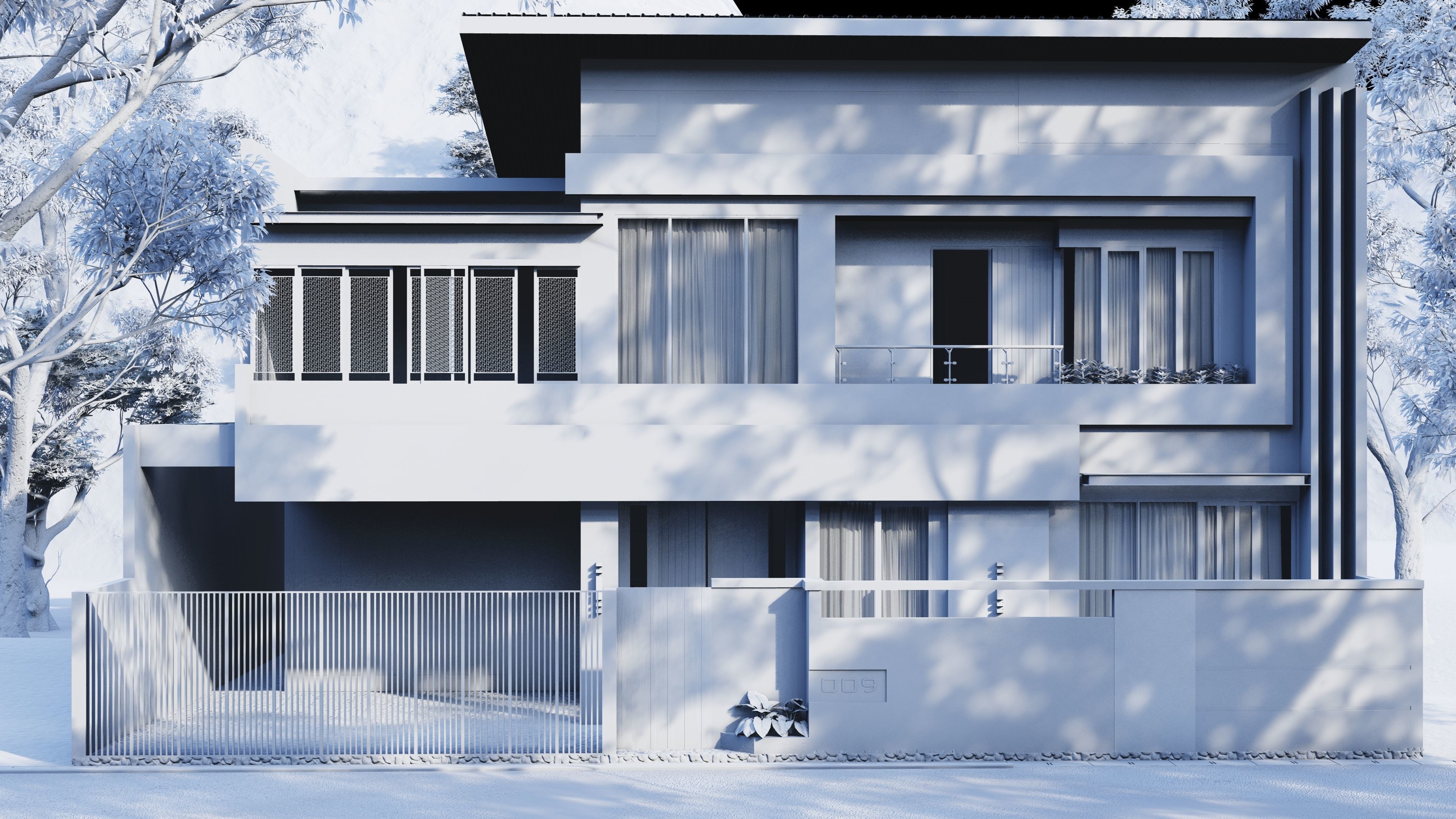 MInimalist house design 3D print model_5