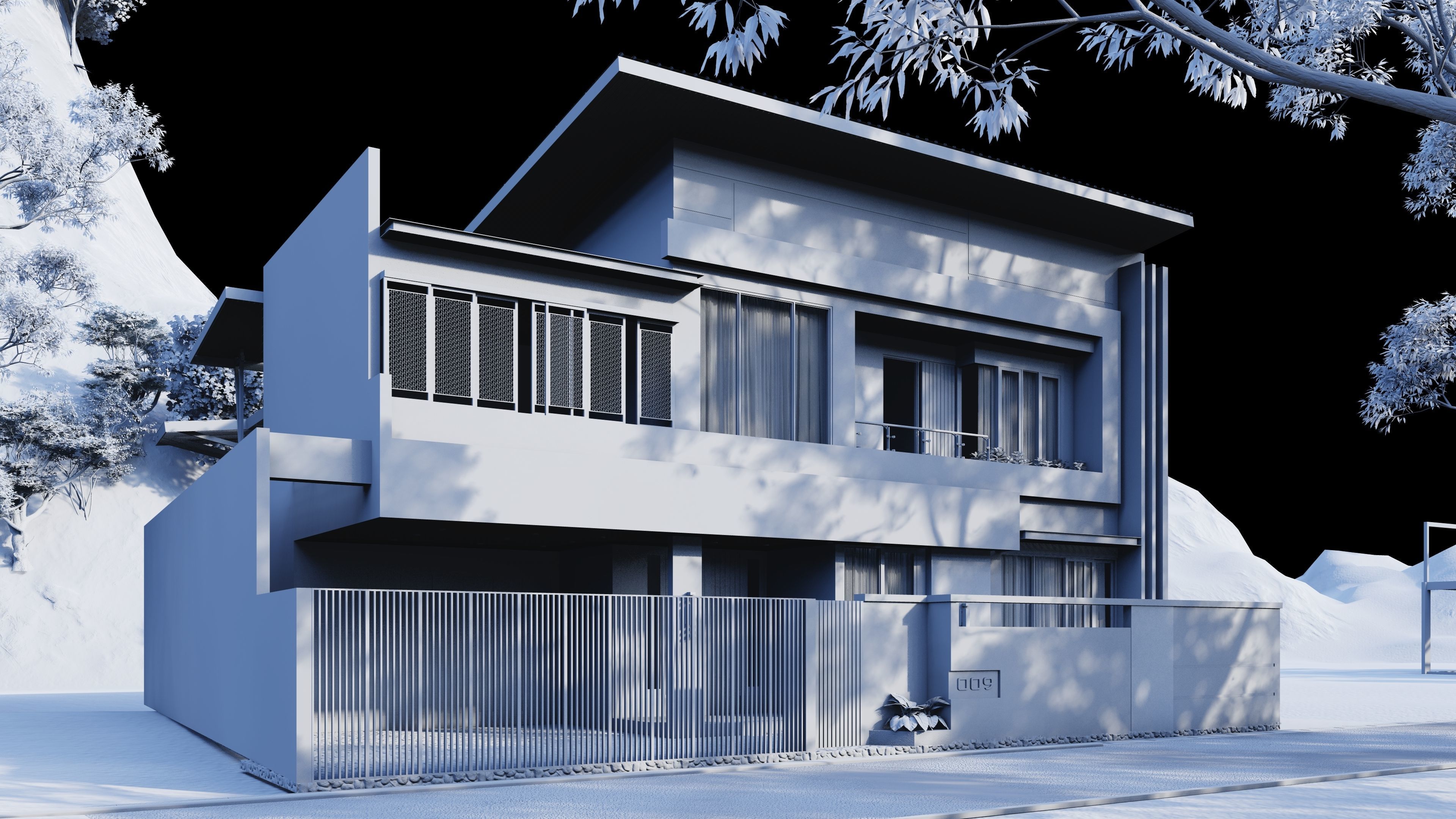 MInimalist house design 3D print model_7