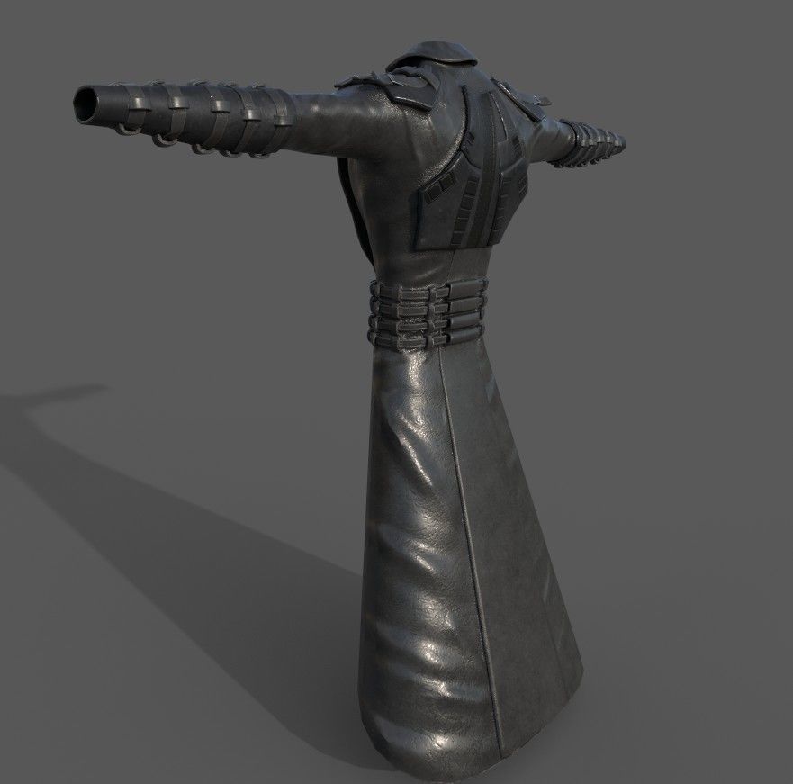 Male cyberpunk leather sci-fi suit Low-poly 3D model_4