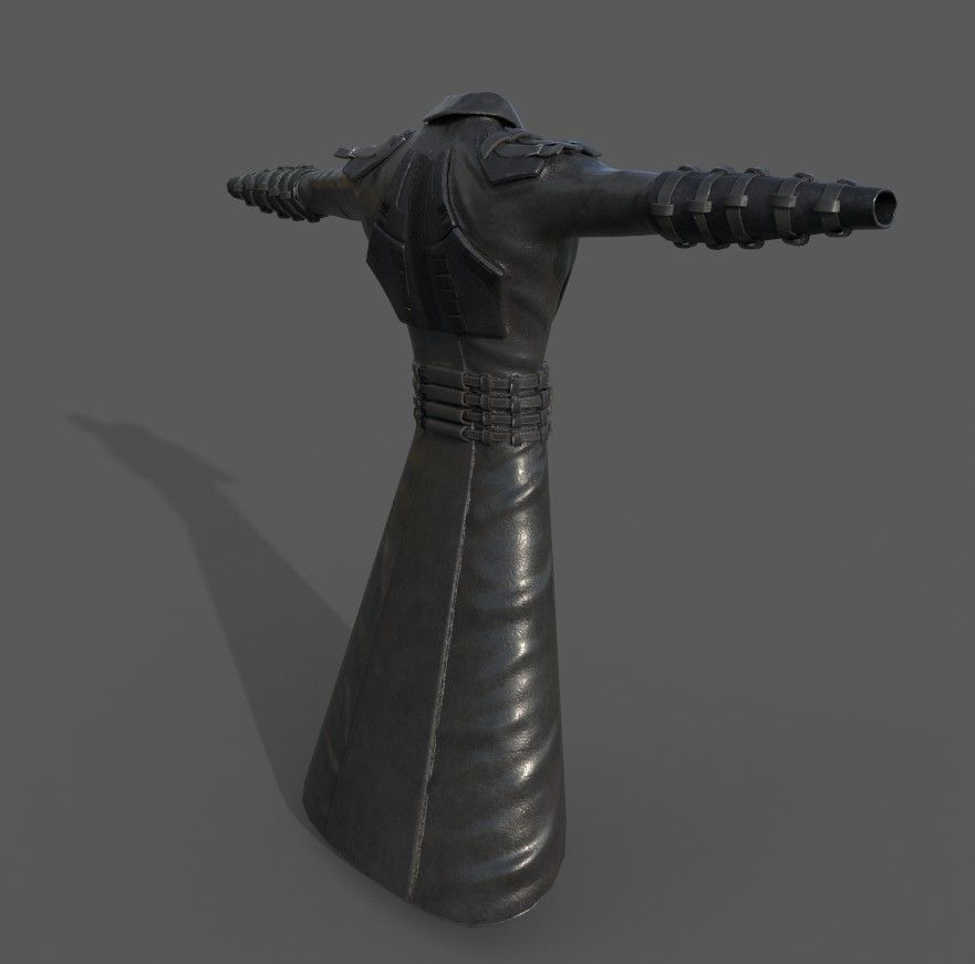 Male cyberpunk leather sci-fi suit Low-poly 3D model_2