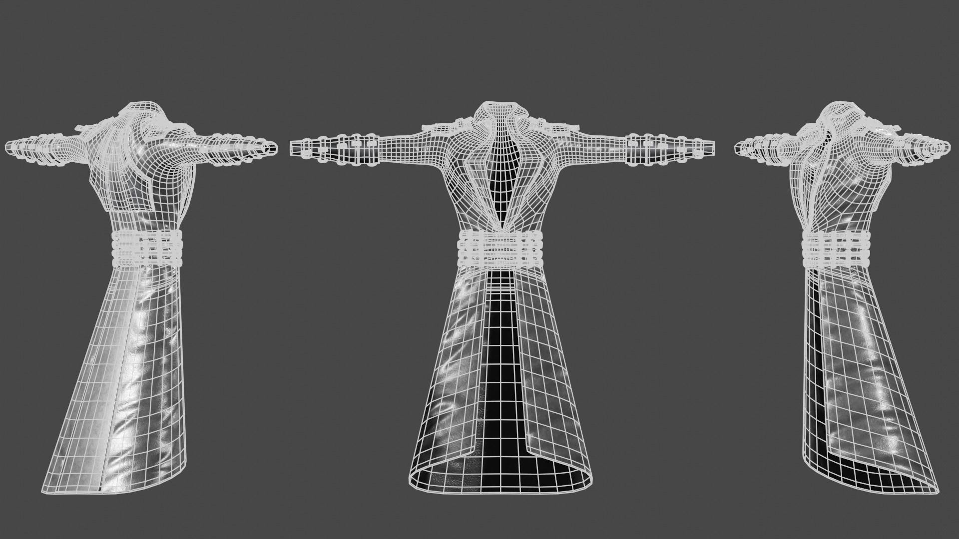 Male cyberpunk leather sci-fi suit Low-poly 3D model_11