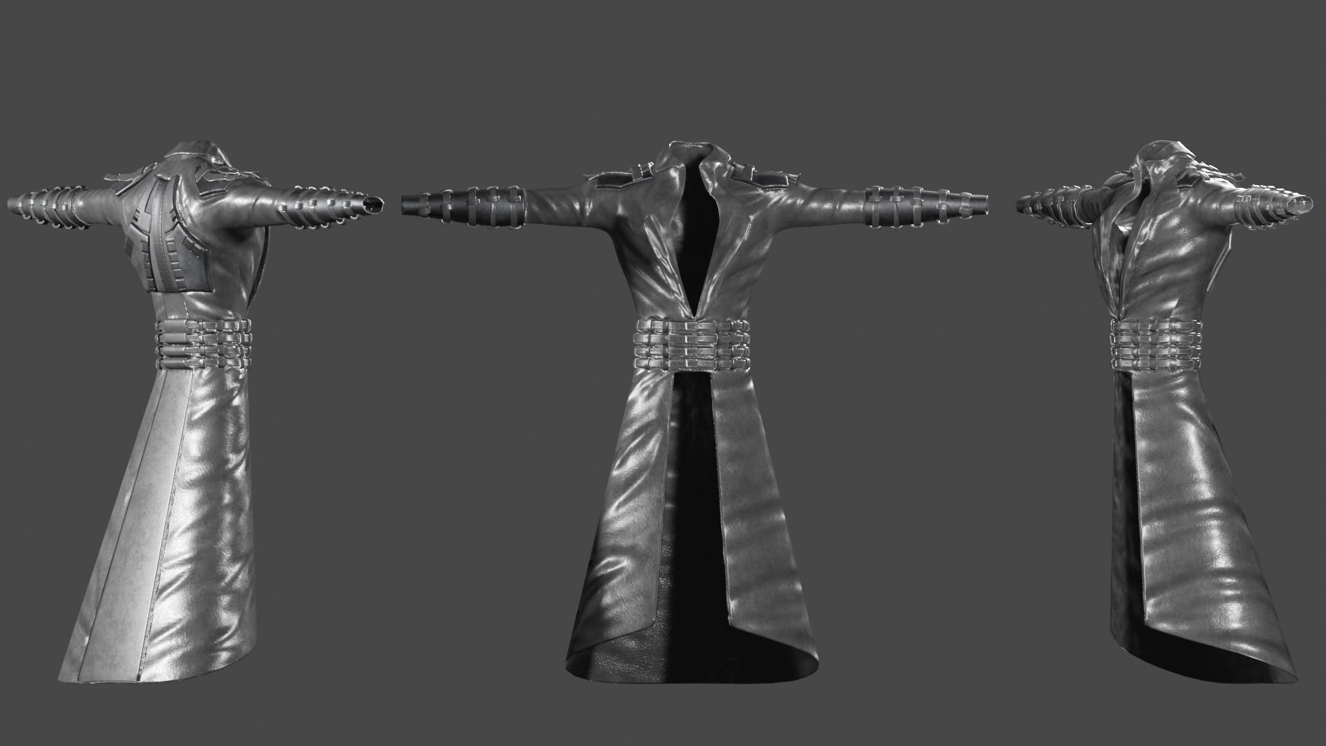 Male cyberpunk leather sci-fi suit Low-poly 3D model_10