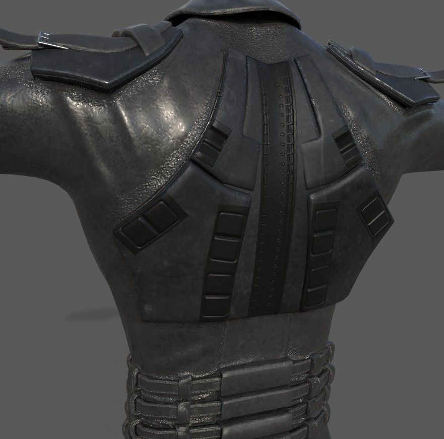 Male cyberpunk leather sci-fi suit Low-poly 3D model_6