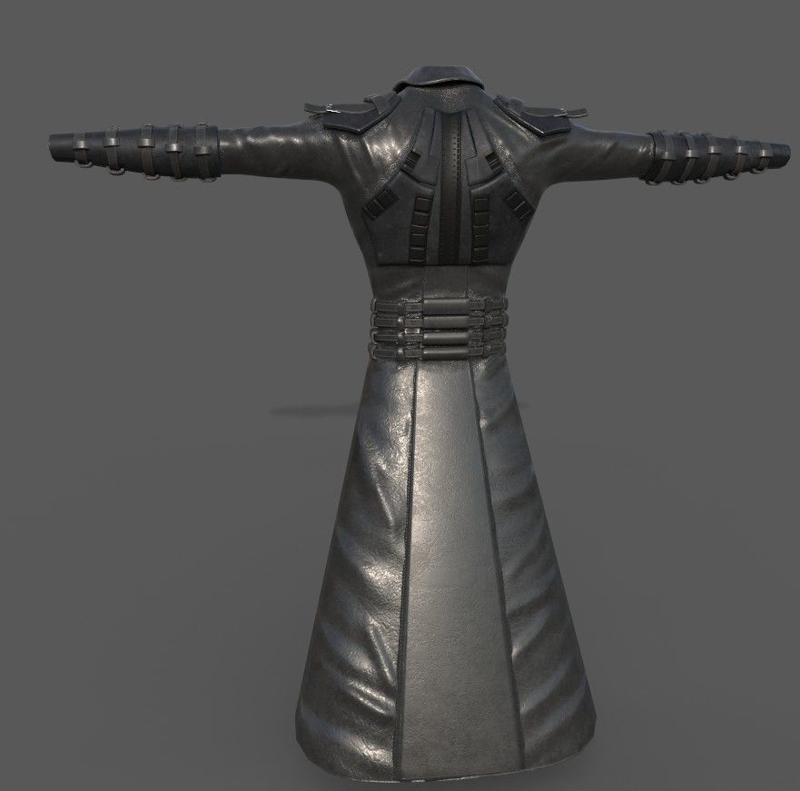 Male cyberpunk leather sci-fi suit Low-poly 3D model_3