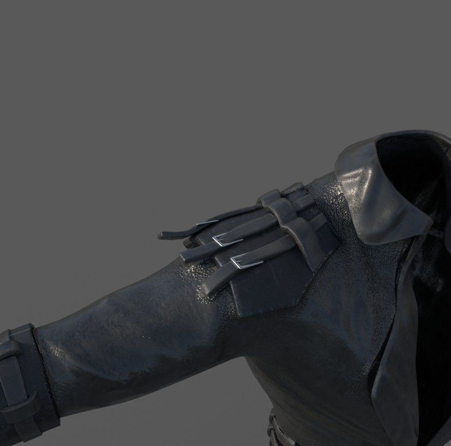Male cyberpunk leather sci-fi suit Low-poly 3D model_8