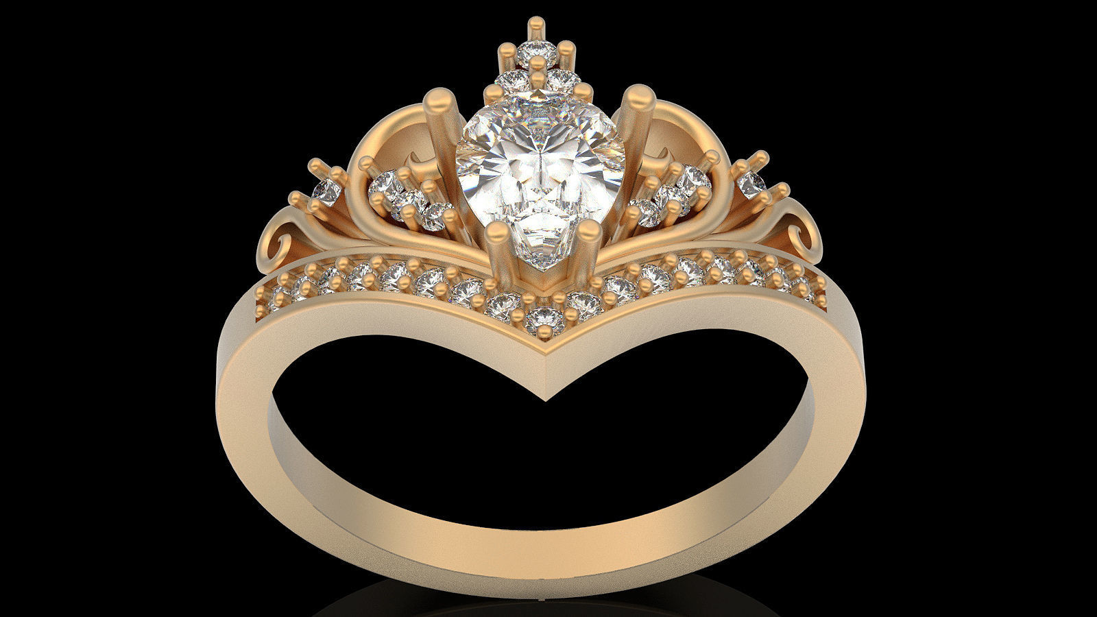 Crown ring silver gold sterling printable jewelry 3D model 3D print model_2
