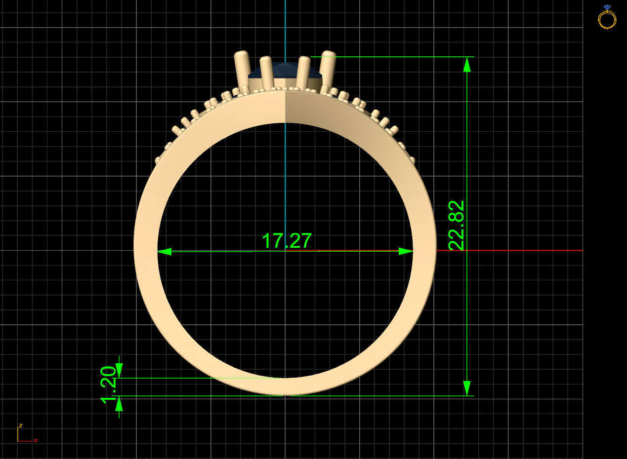 Crown ring silver gold sterling printable jewelry 3D model 3D print model_9