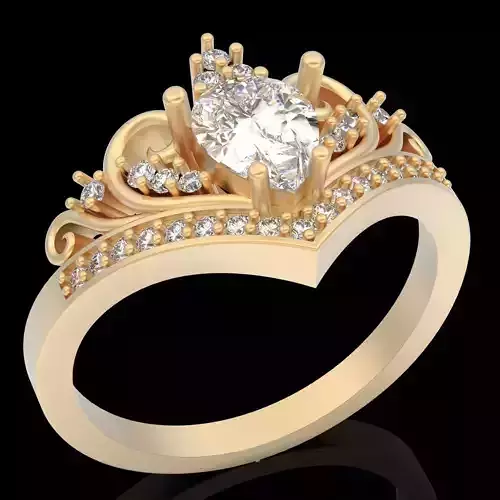 Crown ring silver gold sterling printable jewelry 3D model 3D print model