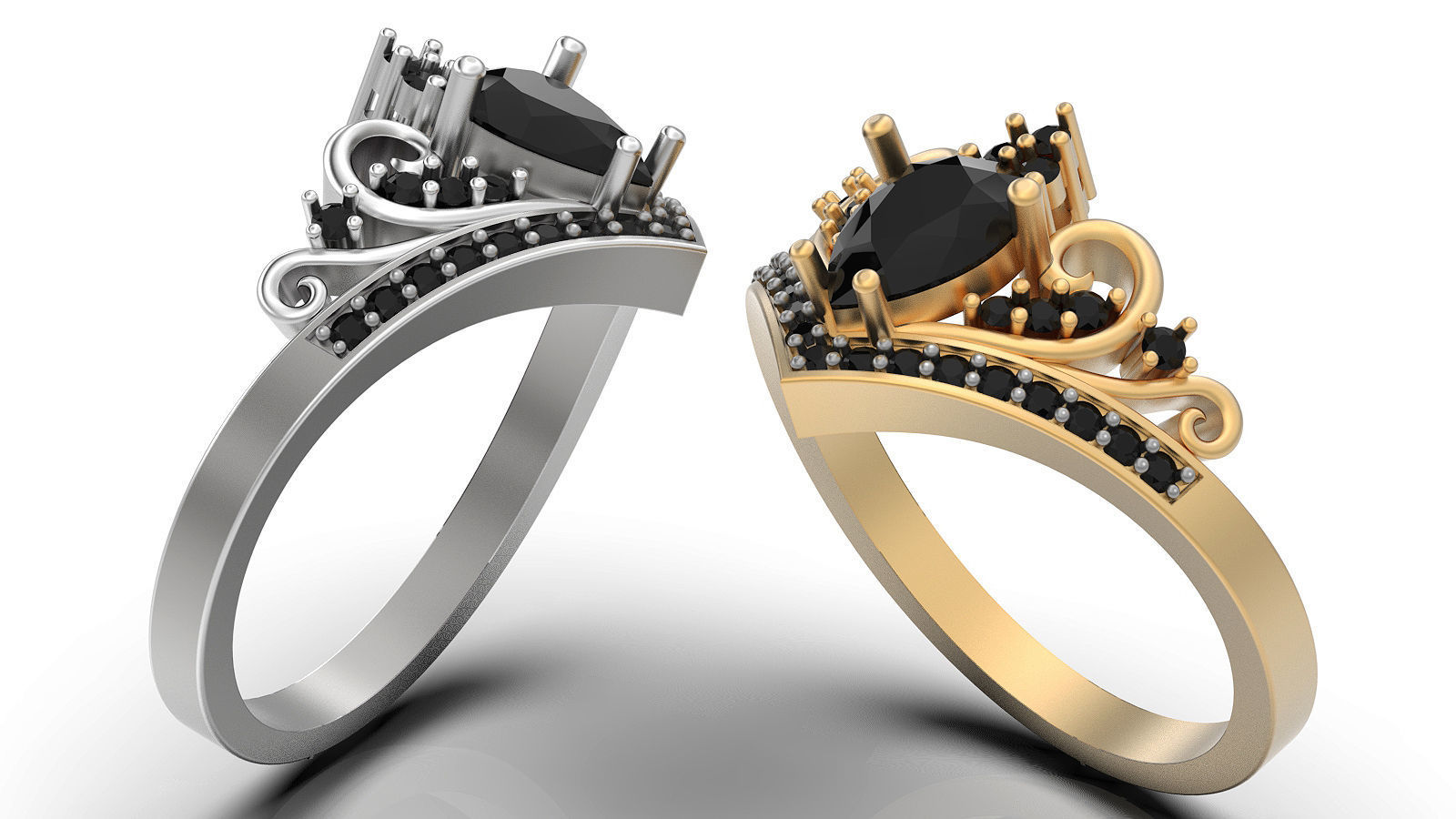 Crown ring silver gold sterling printable jewelry 3D model 3D print model_1