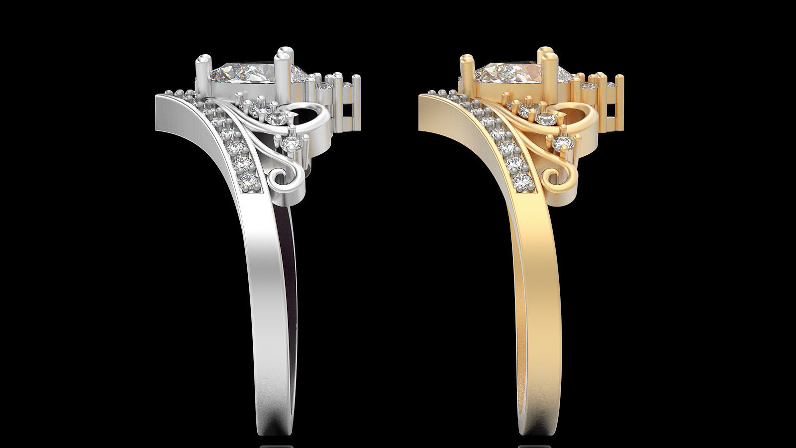 Crown ring silver gold sterling printable jewelry 3D model 3D print model_3