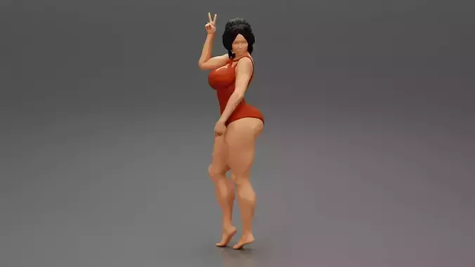 Printed Pretty Girl One Piece Swimsuit