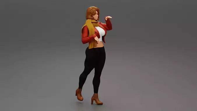 Pretty Woman in Leather Jacket and neck warmer