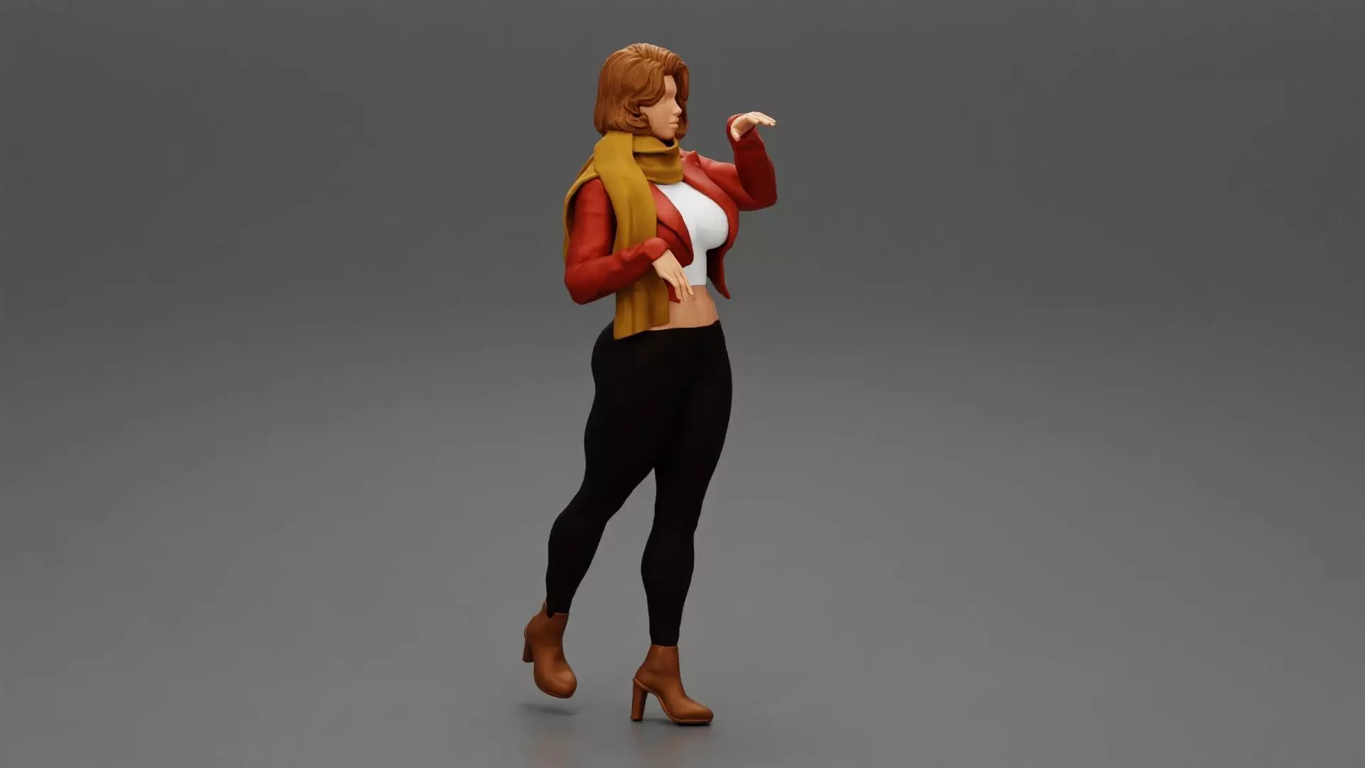 Pretty Woman in Leather Jacket and neck warmer 3D print model