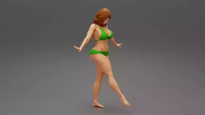 Pretty Bikini Model Standing On One