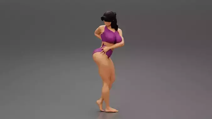 Pretty Woman In Bikini Standing With hand on hips 3D print model