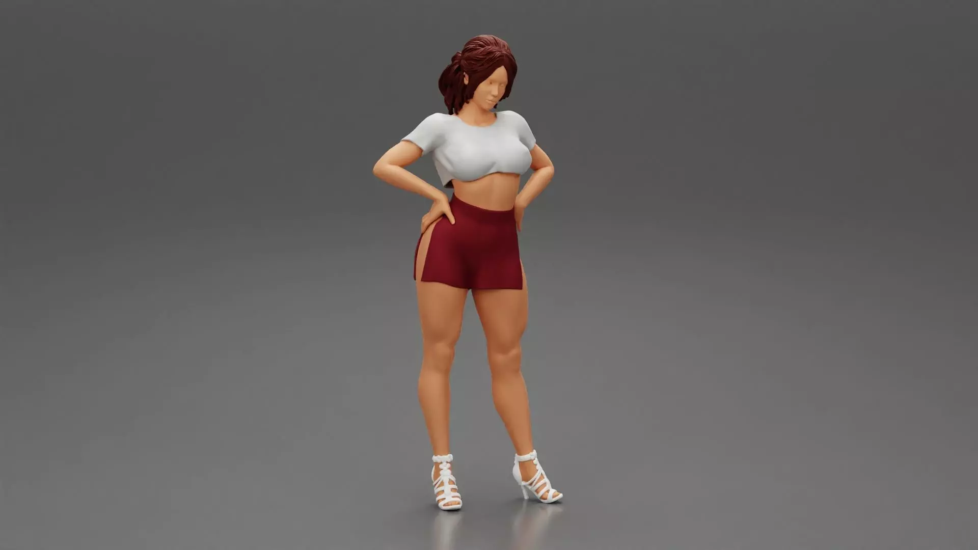 Brunette Girl in Short and mini shirt 3D print model