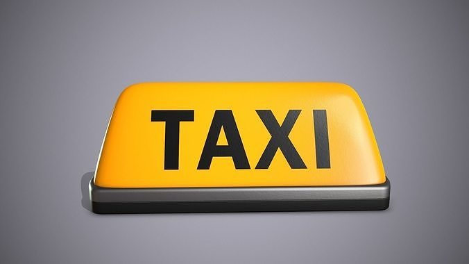 Taxi Sign Low-poly 3D model 3