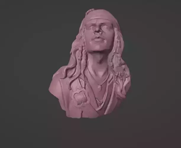 Pirate bust of woman with long hair 3D print model