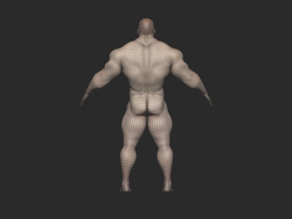 base mesh bodybuilder Low-poly 3D model_9