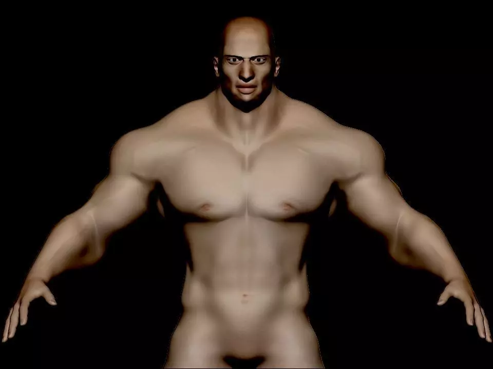 base mesh bodybuilder Low-poly 3D model_0