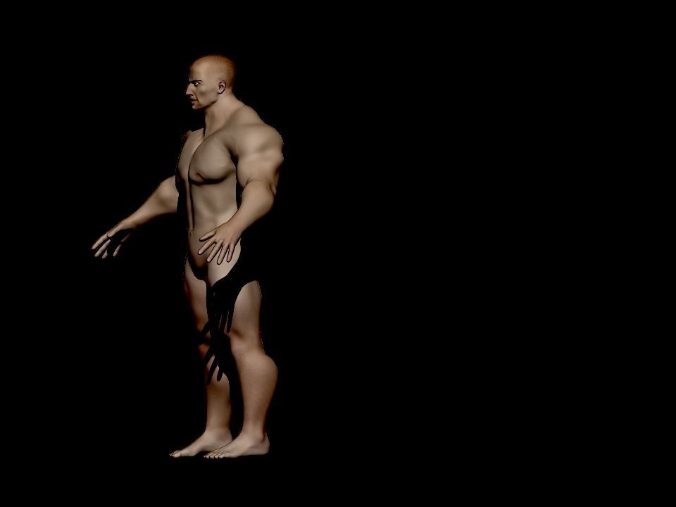 base mesh bodybuilder Low-poly 3D model_3