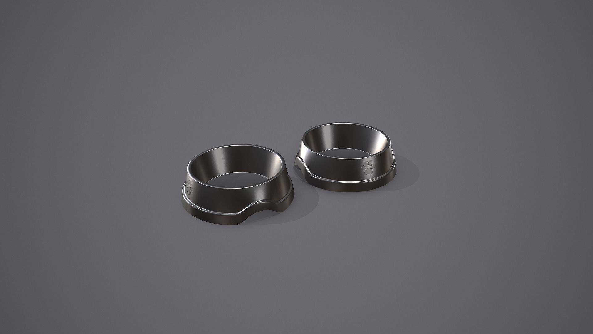 Dog Bowl Steel Low-poly 3D model_2