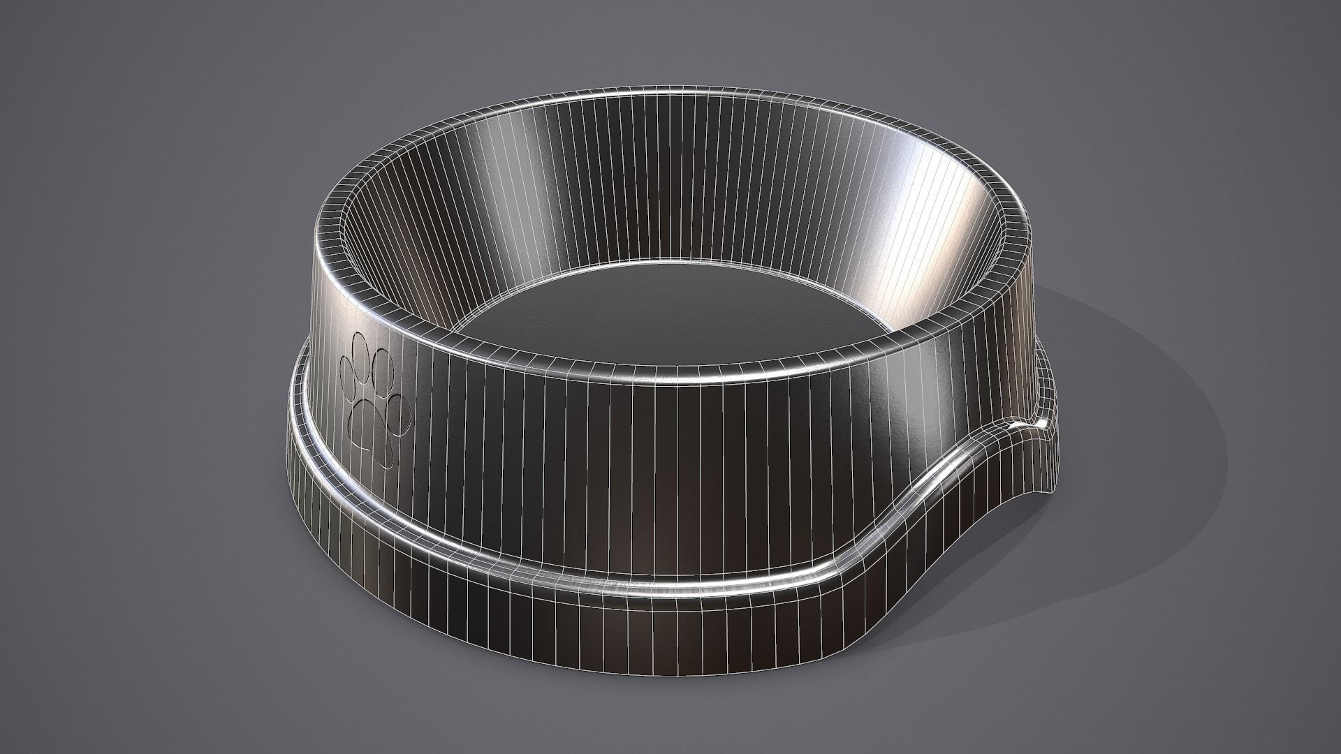 Dog Bowl Steel Low-poly 3D model_4