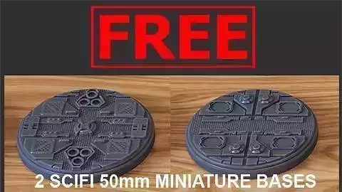 FREE PACK - 2 SCIFI MINIATURE BASES 50mm 3D Print Ready Free 3D print model