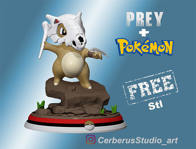 Cubone and Prey- Crossover Pokemon Free 3D print model
