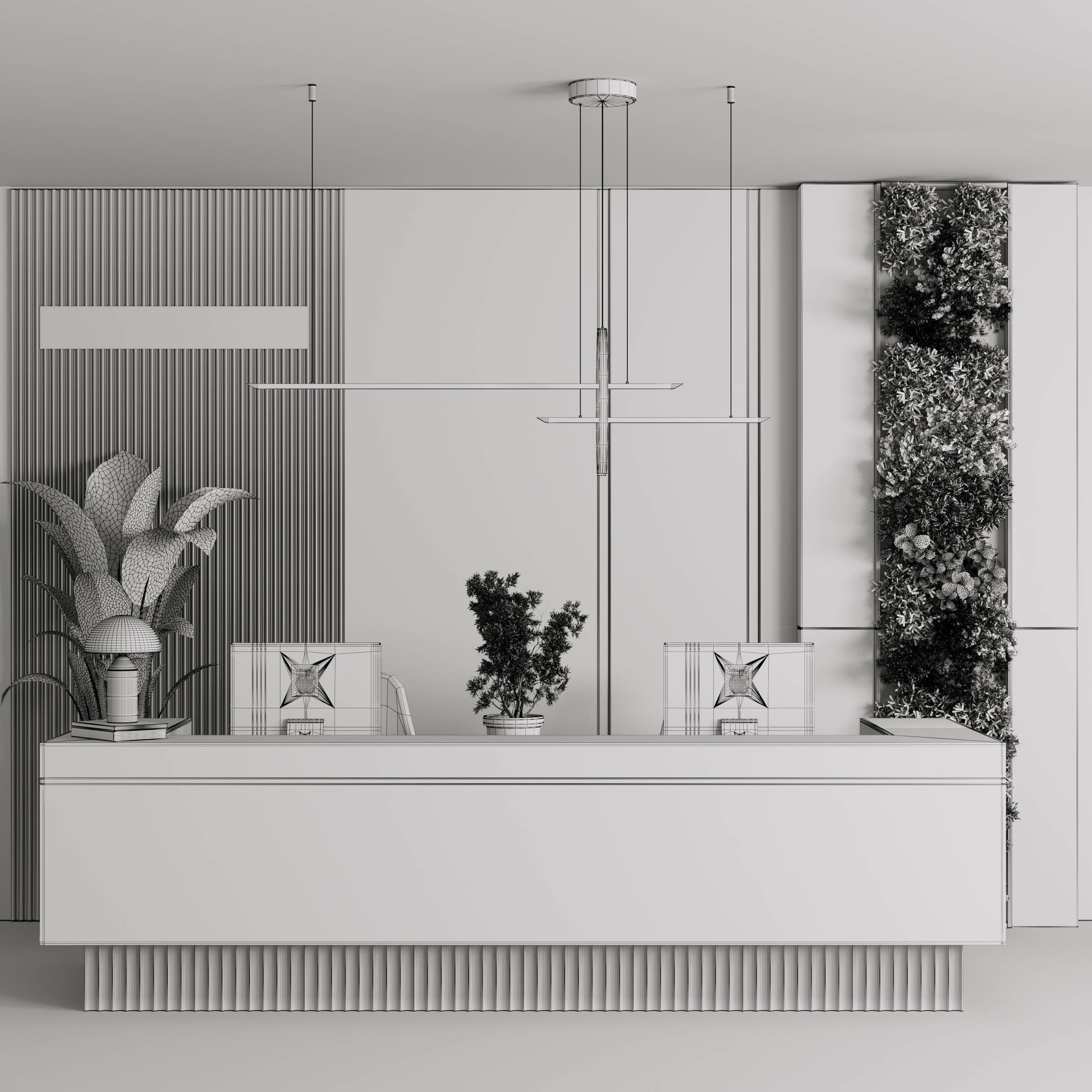 Reception desk  office furniture 08 Low-poly 3D model_5