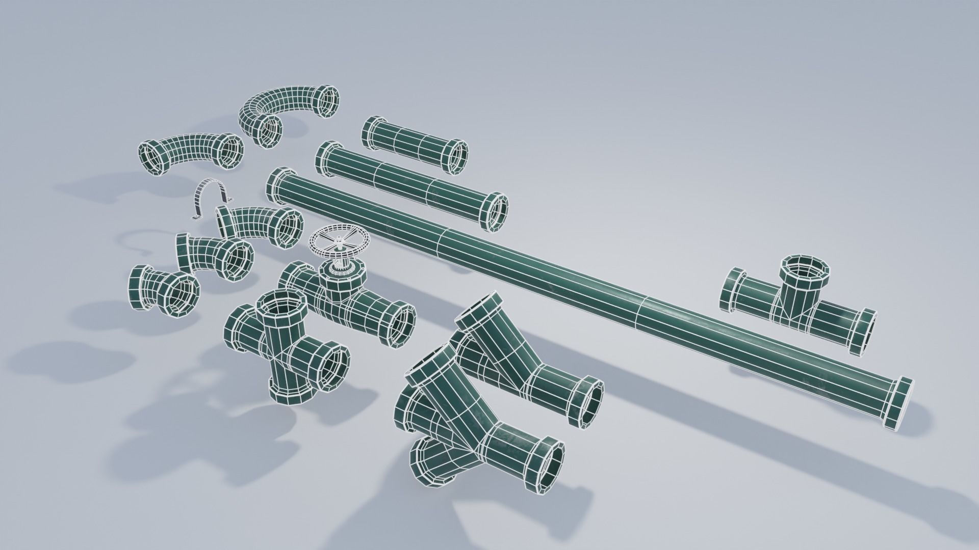 Large Metal Pipes 4K and 2K Low-poly 3D model_1
