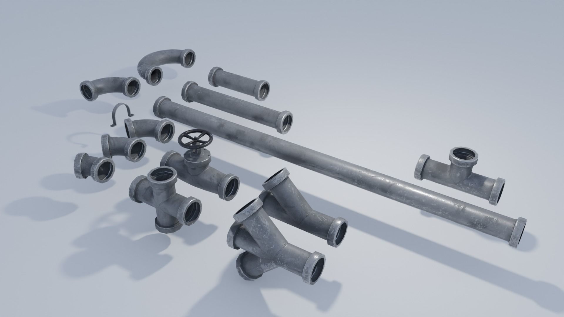 Large Metal Pipes 4K and 2K Low-poly 3D model_3