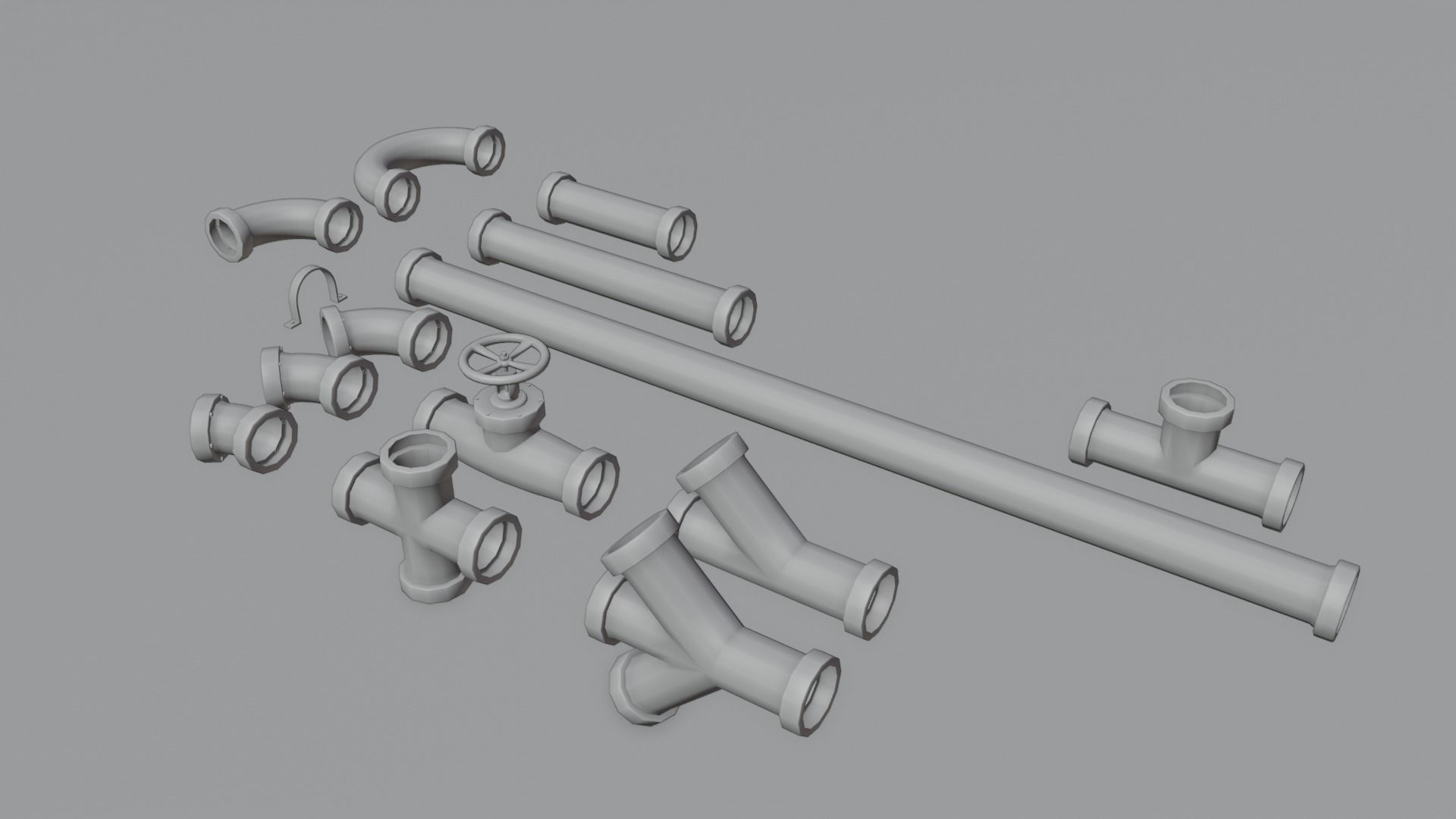 Large Metal Pipes 4K and 2K Low-poly 3D model_2