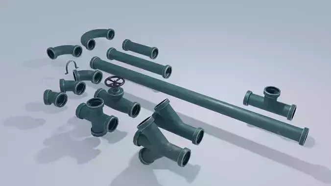 Large Metal Pipes 4K and 2K Low-poly 3D model