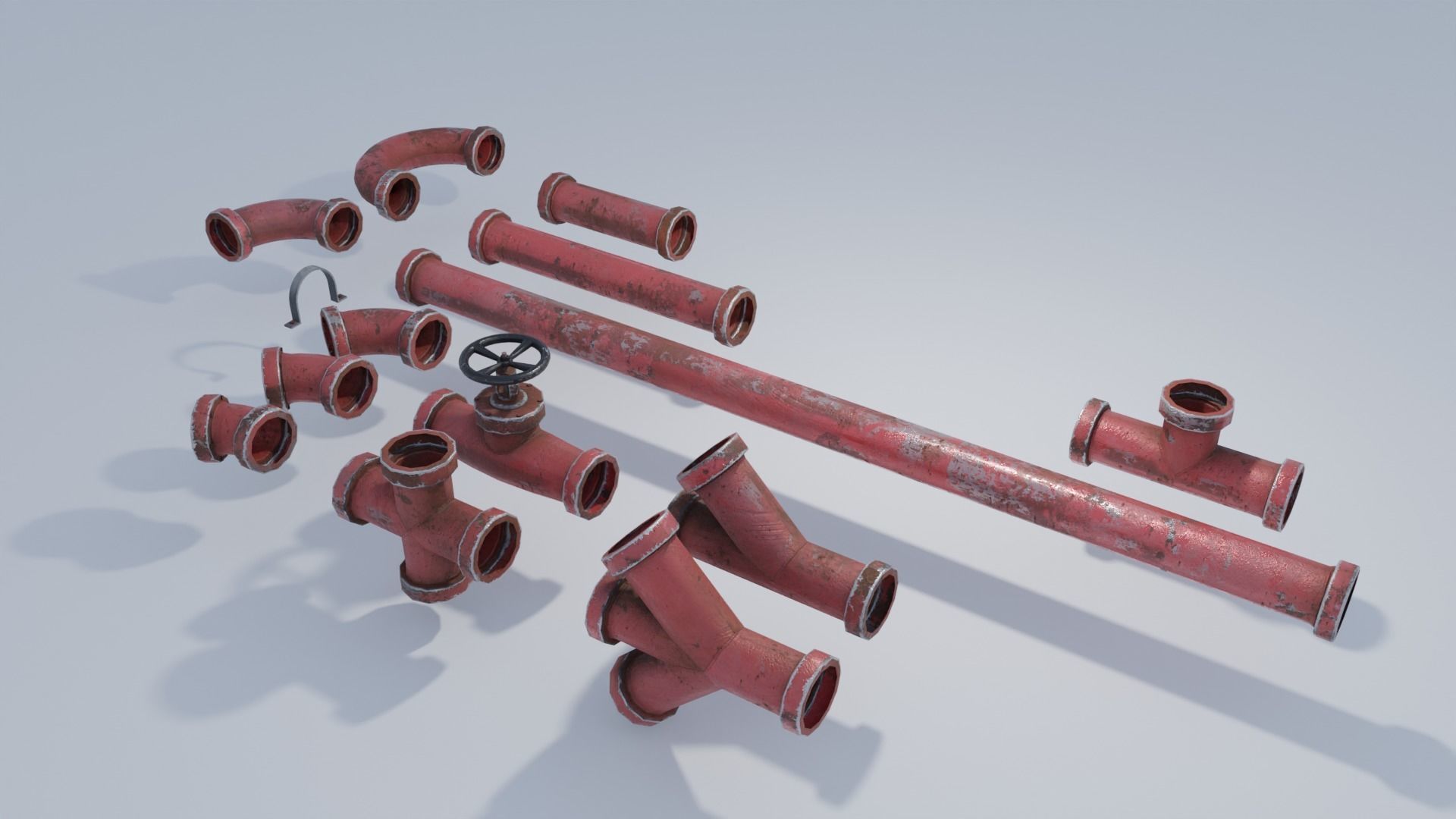 Large Metal Pipes 4K and 2K Low-poly 3D model_4