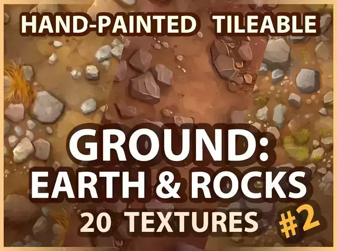 Ground - Earth and Rocks - 20 TEXTURES - Hand-painted -PACK 2---